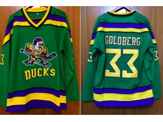 Anaheim Ducks 33 Molpe Goldberg Movie Hockey Jersey Green