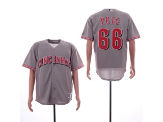 Cincinnati Reds #66 Yasiel Puig Cool Base Baseball Jersey Gray