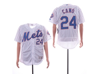 New York Mets #24 Robinson Cano Pinstripes Flex Base Jersey White