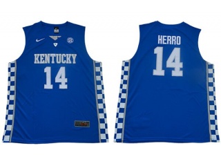 Kentucky Wildcats #14 Tyler Herro College Basketball Jerseys Blue