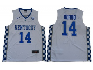 Kentucky Wildcats #14 Tyler Herro College Basketball Jerseys White