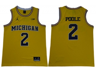 Michigan Wolverines #2 Jordan Poole College Basketball Jersey Yellow