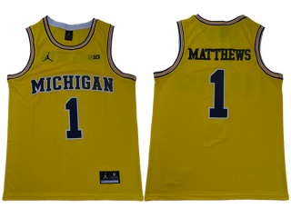 Michigan Wolverines #1 Charles Matthews College Basketball Jersey Yellow