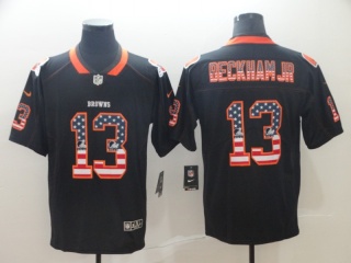 Cleveland Browns 13 Odell Beckham Jr USA Flag Fashion Vapor Limited Jersey Black