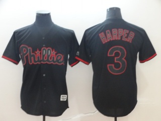 Philadelphia Phillies #3 Bryce Harper Lights Out Cool Base Jersey Black