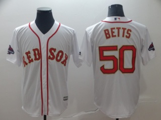 Boston Red Sox 50 Mookie Betts 2019 Gold Program Cool Base Jersey White