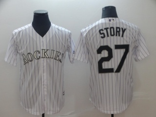 Colorado Rockies 27 Trevor Story Cool Base Jersey White