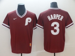 Nike Philadelphia Phillies 3 Bryce Harper Cooperstown Collection Legend V-Neck Jersey Red