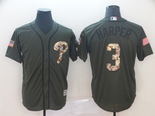 Philadelphia Phillies 3 Bryce Harper Salute to Service Jersey Green