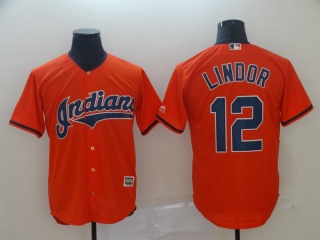 Cleveland Indians #12 Francisco Lindor Cool Base Jersey Orange