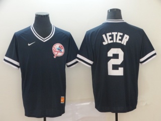New York Yankees #2 Derek Jeter Nike Cooperstown Collection Legend V-Neck Jersey Blue