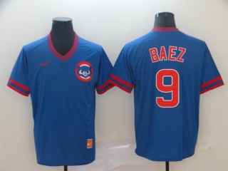 Chicago Cubs #9 Javier Baez Nike Cooperstown Collection Legend V-Neck Jersey Blue