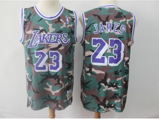 Los Angeles Lakers 23 LeBron James Throwback Jersey Woodland Camo