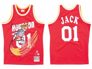 Travis Scott x Mitchell & Ness Bleacher Report Houston Rocket #01 Jack Basketball Jersey Red