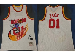 Travis Scott x Mitchell & Ness Bleacher Report Houston Rocket #01 Jack Basketball Jersey White