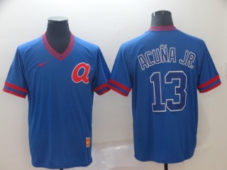 Nike Atlanta Braves 13 Ronald Acuna Jr. Cooperstown Collection Legend V-Neck Jersey Blue