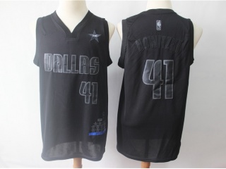 Dallas Mavericks 41 Dirk Nowitzki Basketball Jersey Black MVP