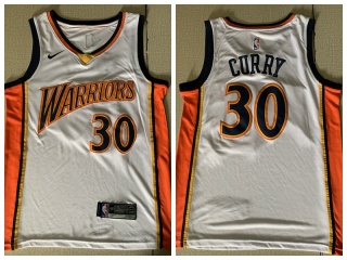 Nike Golden State Warriors #30 Stephen Curry Throwback Jerseys White