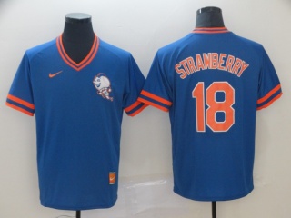 New York Mets #18 Darryl Strawberry Nike Cooperstown Collection Legend V-Neck Jersey Blue
