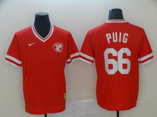 Cincinnati Reds #66 Yasiel Puig Nike Cooperstown Collection Legend V-Neck Jersey Red
