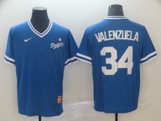 Los Angeles Dodgers #34 Fernando Valenzuela Nike Cooperstown Collection Legend V-Neck Jersey Blue