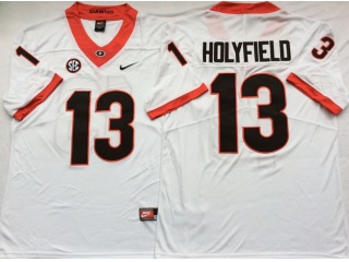 Georgia Bulldogs #13 Elijah Holyfield Jersey White