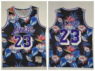 Los Angeles Lakers #23 LeBron James Ness Floral Fashion 2007-08 Hardwood Classic Jersey