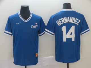 Los Angeles Dodgers 14 Enrique Hernandez Nike Cooperstown Collection Legend V-Neck Jersey Blue