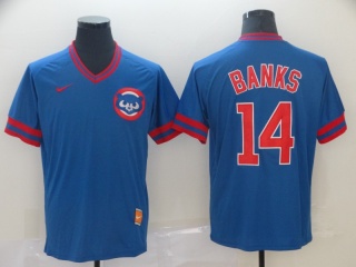 Chicago Cubs #14 Ernie Banks Nike Cooperstown Collection Legend V-Neck Jersey Blue