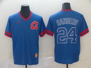Atlanta Braves #24 Deion Sanders Nike Cooperstown Collection Legend V-Neck Jersey Blue
