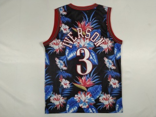 Philadelphia 76ers 3 Allen Iverson Ness Floral Fashion 1997-98 Hardwood Classic Jersey