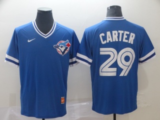 Nike Toronto Blue Jays 29 Joe Carter Cooperstown Collection Legend V-Neck Jersey