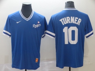 Nike Los Angeles Dodgers 10 Justin Turner Cooperstown Collection Legend V-Neck Jersey Blue
