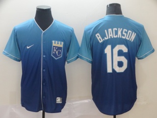 Kansas City Royals #16 Bo Jackson Nike Fade Jersey Blue