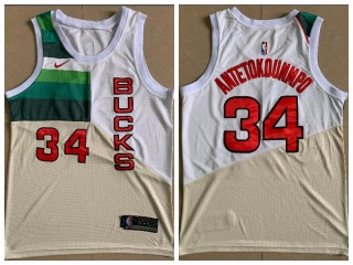 Nike Milwaukee Bucks 34 Giannis Antetokounmpo Earned Edition Basketball Jersey Gray Swingman