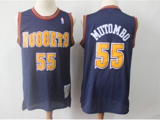 Denver Nuggets 55 Dikembe Mutombo Basketball Jersey Navy Blue Throwback