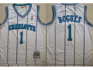 Charlotte Hornets 1 Muggsy Bogues Basketball Jersey White