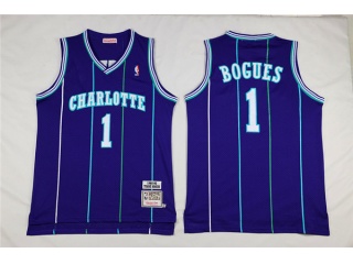 Charlotte Hornets 1 Muggsy Bogues Basketball Jersey Purple