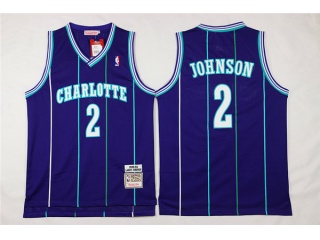 Charlotte Hornets 2 Larry Johnson Basketball Jersey Purple