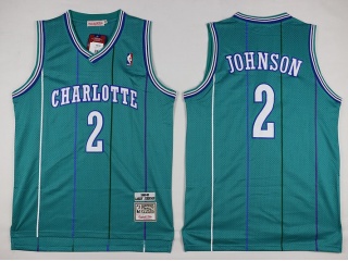 Charlotte Hornets 2 Larry Johnson Basketball Jersey Teal
