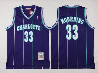 Charlotte Hornets 33 Alonzo Mourning Basketball Jersey Purple