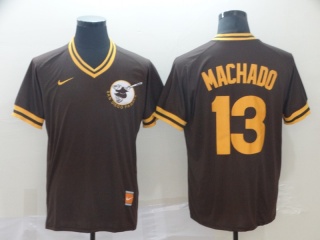 Nike San Diego Padres 13 Manny Machado Cooperstown Collection Legend V-Neck Jersey Brown