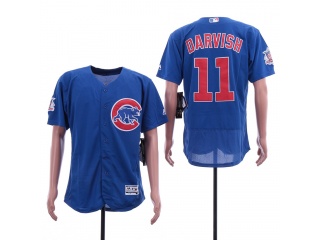 Chicago Cubs 11 Yu Darvish Gray Flex Base Baseball Jersey Blue