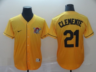 Pittsburgh Pirates #21 Roberto Clemente Nike Fade Jersey Yellow