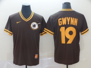 San Diego Padres #19 Tony Gwynn Nike Cooperstown Collection Legend V-Neck Jersey Brown