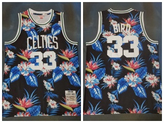 Boston Celtics #33 Larry Bird Ness Floral Fashion 1985-86 Hardwood Classic Jersey
