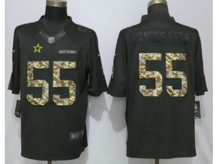 Dallas Cowboys #55 Leighton Vander Esch Anthracite Salute To Service Limited Jersey Green