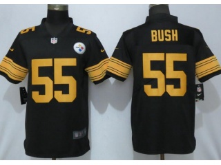 Pittsburgh Steelers #55 Devin Bush Color Rush Limited Jersey Black