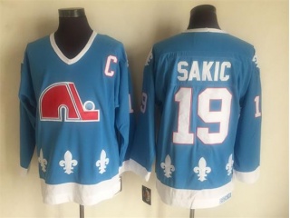 Quebec Nordiques #19 Joe Sakic Throwback Vintage Jersey Baby Blue