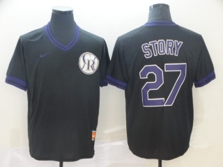 Colorado Rockies #27 Trevor Story Nike Cooperstown Collection Legend V-Neck Jersey Black